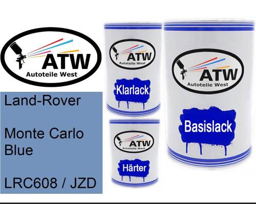 Land-Rover, Monte Carlo Blue, LRC608 / JZD: 500ml Lackdose + 500ml Klarlack + 250ml Härter - Set, von ATW Autoteile West.